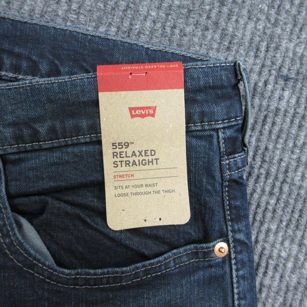 Levi's 559 Jeans Mens 33x30 Blue Relaxed Straight Stretch Classic 35x29.5* NWT - Picture 9 of 16